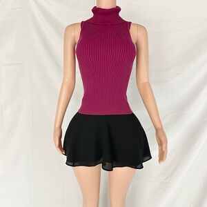 Sleeveless Ribbed Turtleneck Top